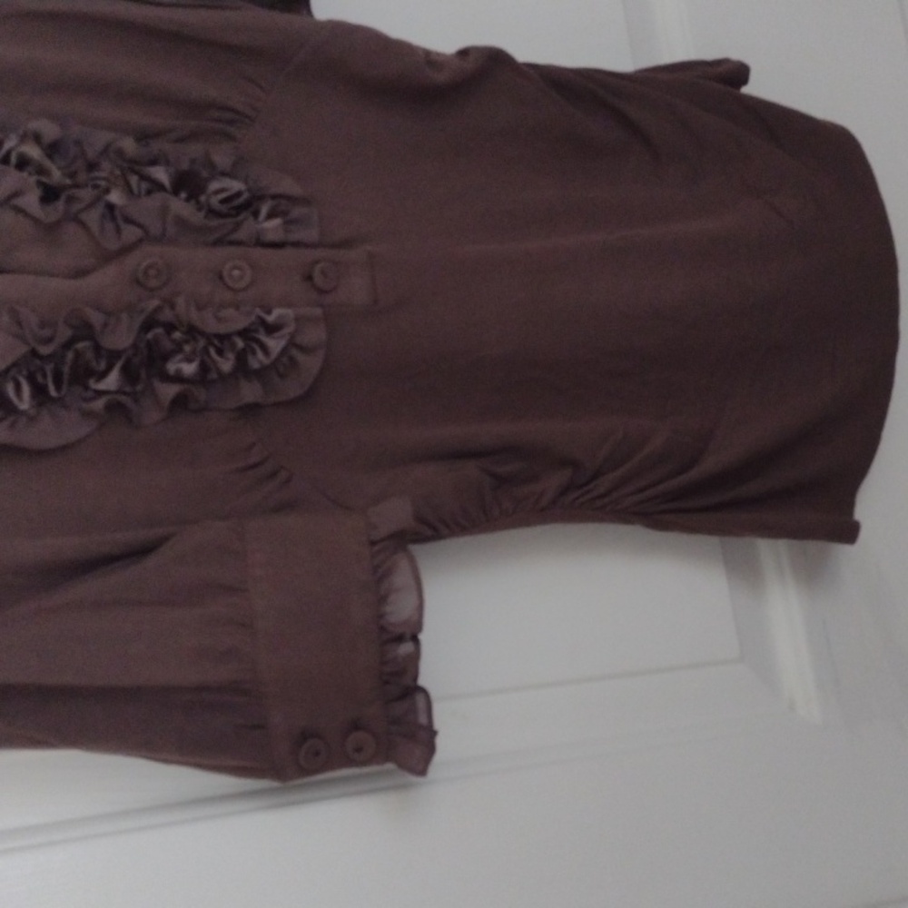 Brown Ruffled Women's Top M - Picture 4 of 4
